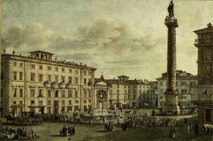 Vista de la plaza colonna con el columna antonina , roma