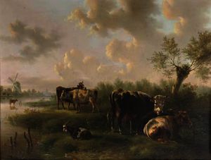 Cattle in a polder landscape