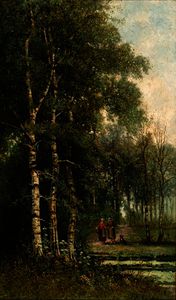 Figures in a forest