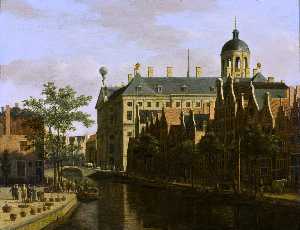 距离the nieuwezijds Voorburgwal大街  与  花 市场 在 阿姆斯特丹