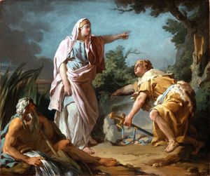 Aethra Zeige ihrem Sohn Theseus der Ort, wo sein Vater hatte seine Arme Versteckt