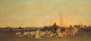 Prière du soir dans le Sahara, (1863)