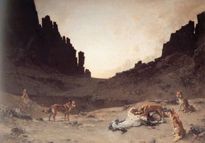 Dogs of the Douar Devuring a Dead Horse