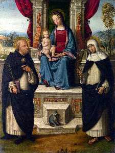 la virgen y el niño con santos