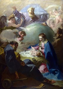 Die Geburt Christi mit Gott dem Vater und dem Heiligen Geist