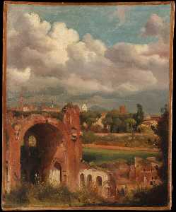 视图 君士坦丁大殿  从 帕拉丁 ,  罗马 ( 钙 . ( 1821-25 ) )
