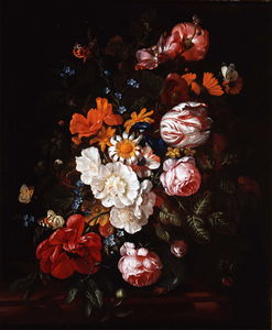 Bouquet of flowers in a glass vase (private collection)