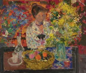 Interiror avec des fleurs, (1967)