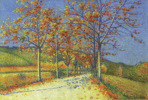 秋アーモンドの木と道路、（1921）
