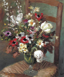 Tulips and Anemones on a Chair, (1950)