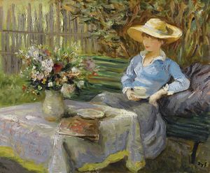 Young Woman Seated on the Bench