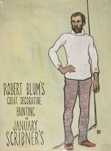 Grande pittura di Robert Blum decorativo nel gennaio Scribner , (43 x 32 cm) (1896)