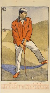 「6月、7月（ゴルフカレンダー） 、（45×24 CM）（1899）