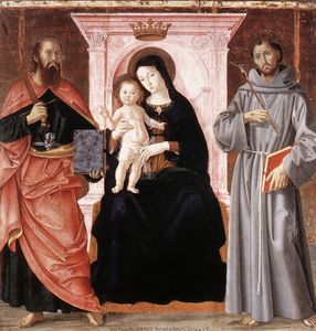 Thronende Maria mit Jesuskind und Heiligen