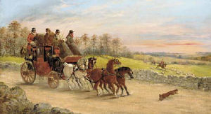 A bristol to london mail coach with a hunt beyond
