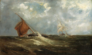 Sailing boats on a rough sea