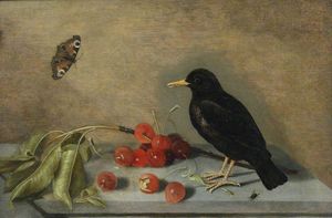 Un Blackbird, Papillon et Cerises