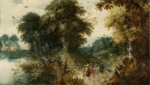 Forest View with Travellers