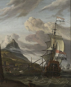 Una nave olandese approdare in un porto del Mediterraneo