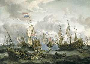 Der 'Royal Prince' und andere Schiffe auf die vier Tage Schlacht