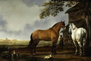 Paysage avec figures et des chevaux