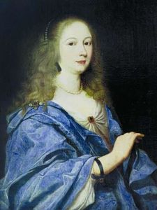 Retrato de una dama en vestido azul.