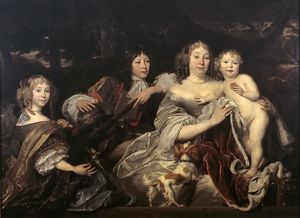 Retrato de Albertina Agnes, princesa de Orange-Nassau y sus tres hijos.