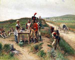 Soldiers at a young market trader on the catch