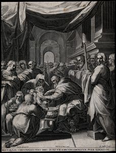 Cristo è circonciso in una chiesa affollata
