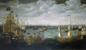 スペインの艦隊に対してoffire船を起動して、8月7日 - （1590）（1588）