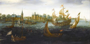 Navires au large IJsselmonde - (1618)