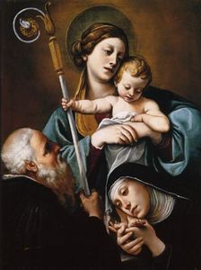 Madonna y el Niño con Santa Escolástica y San Benito Museo della Rocca, Dozza