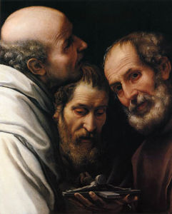 Tres Monjes contemplating a crucifijo Galleria di Palazzo Rosso, Genoa