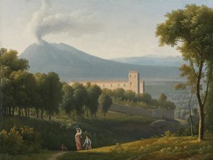 Landscape with vesuvius in the distance