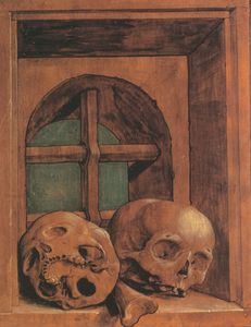Two Skulls in a Window Niche