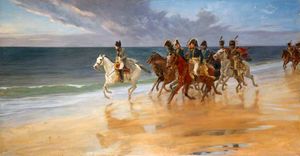 Napoleon auf dem Sand in Boulogne, Frankreich