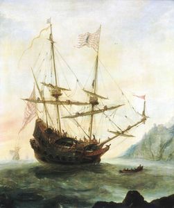 The Santa Maria at anchor