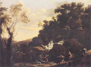 Landscape with hunting scene