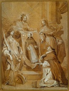 聖母マリアは、聖アンソニーの肖像画を提示
