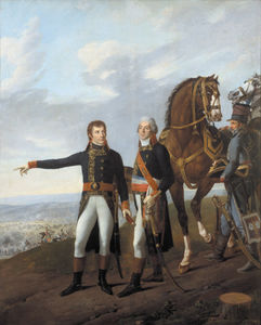 El general Bonaparte y su jefe de gabinete Berthier en la batalla de Marengo
