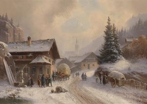 Village road in winter