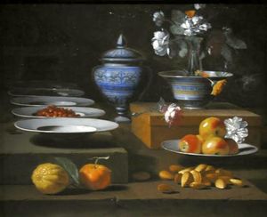 Still life with fruit and nuts.