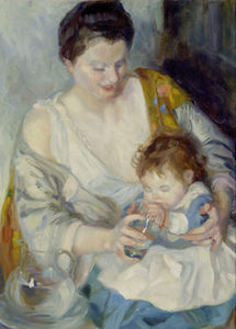 Portrait of mother with child.