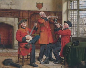 The Chelsea pensioners band practice