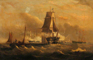 Royal Yacht 'Alberta' Approaching a Man of War, Solent
