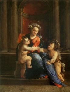 Madonna y niño con St. John.