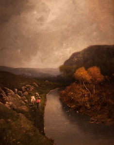 Shepherd Girl by the Brook in Autumn