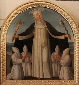 St Catherine of Siena protects some of the Confraternity of the Night Oratory