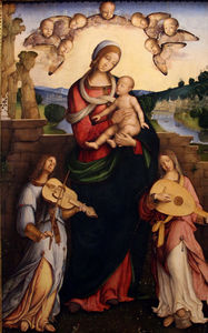 Virgin and Child with angel musicians