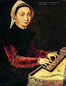 Young girl playing the virginal